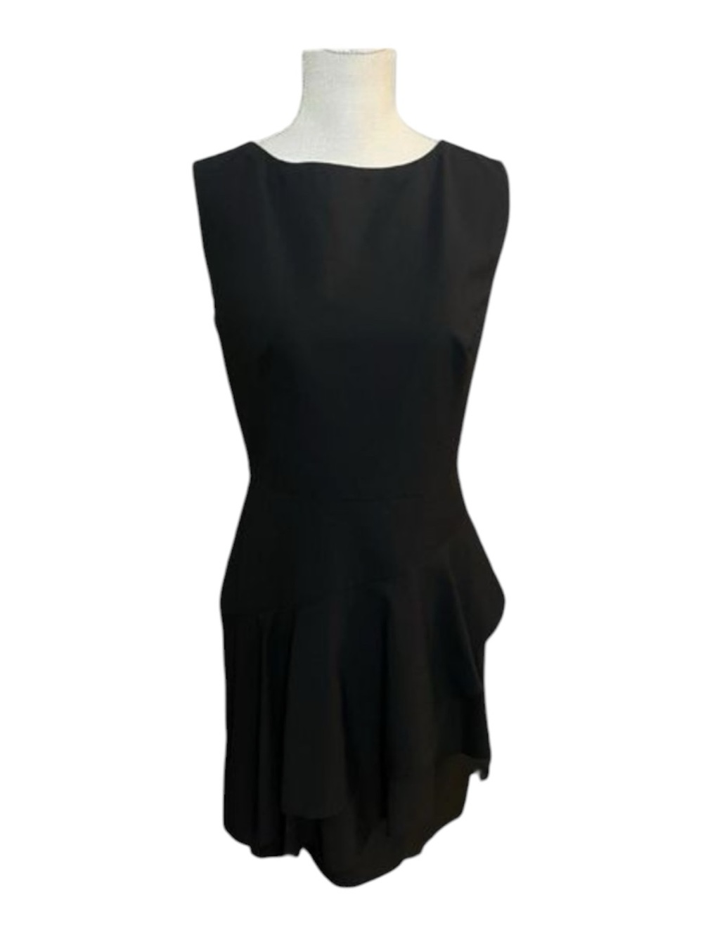 Banana Republic Black Zip Dress Size 4 Wool Tiered Ruffle Dress Sleeveless
